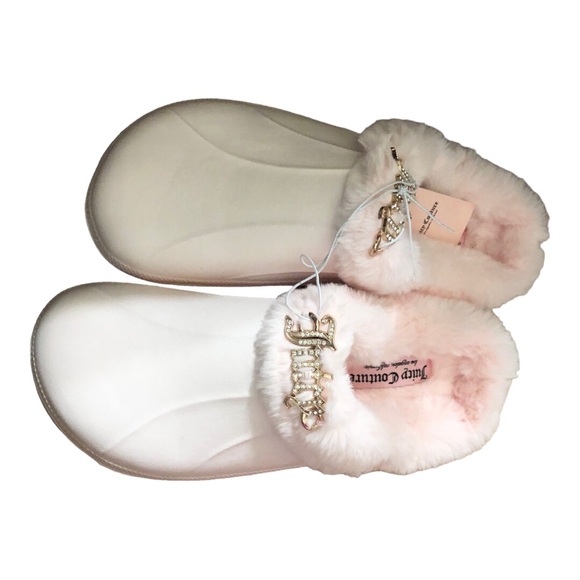 Juicy Couture pink faux fur bling juicy emblem clog slip on shoes size 9 new - Picture 1 of 13